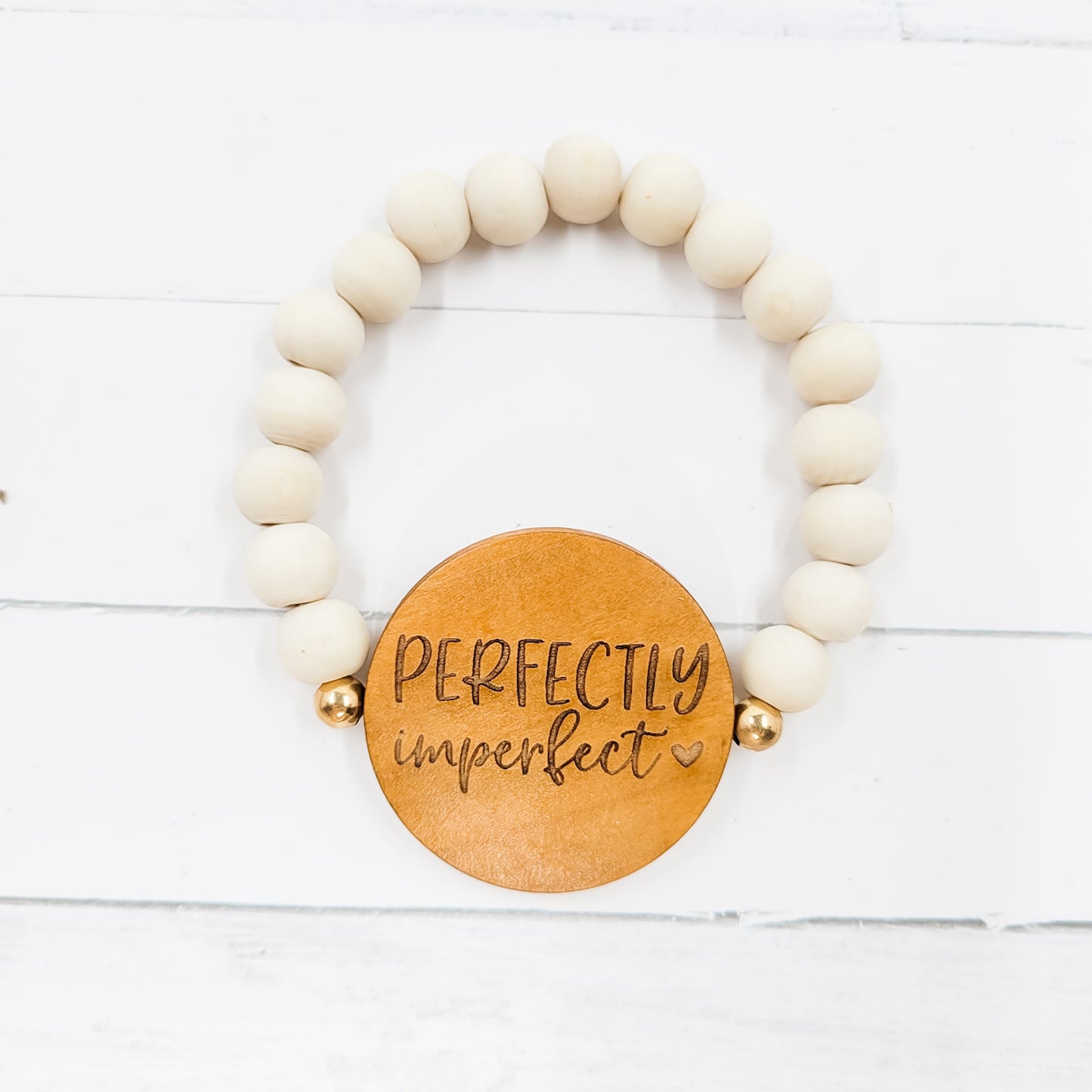 Perfectly Imperfect Wooden Bead Stretch Bracelet