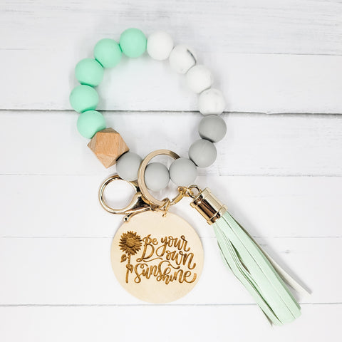 Mint Silicone Bead Wristlet - Choose Your Charm