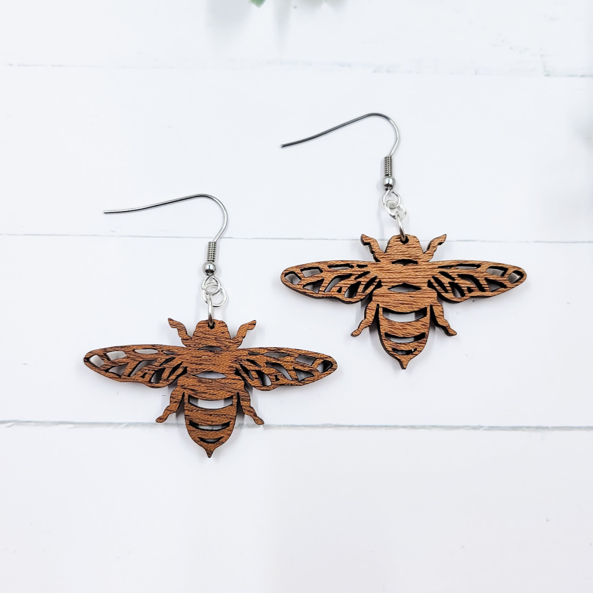 Honey Bee Wooden Dangle Earrings