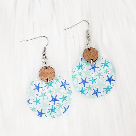 Starfish Acrylic Semi Circle Dangle Earrings