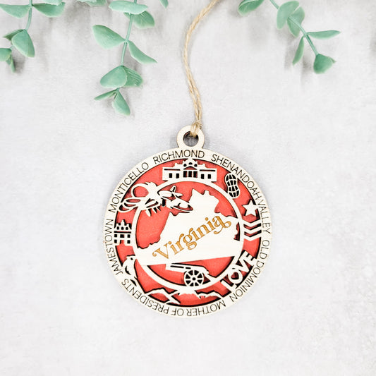 Virginia Icons Round Wooden Ornament