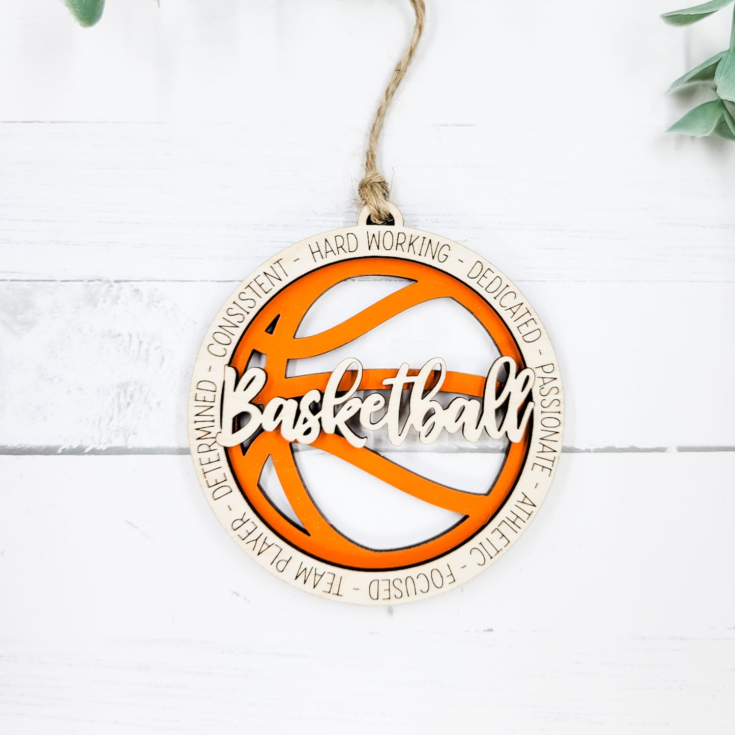 Basketball Round Wooden Ornament