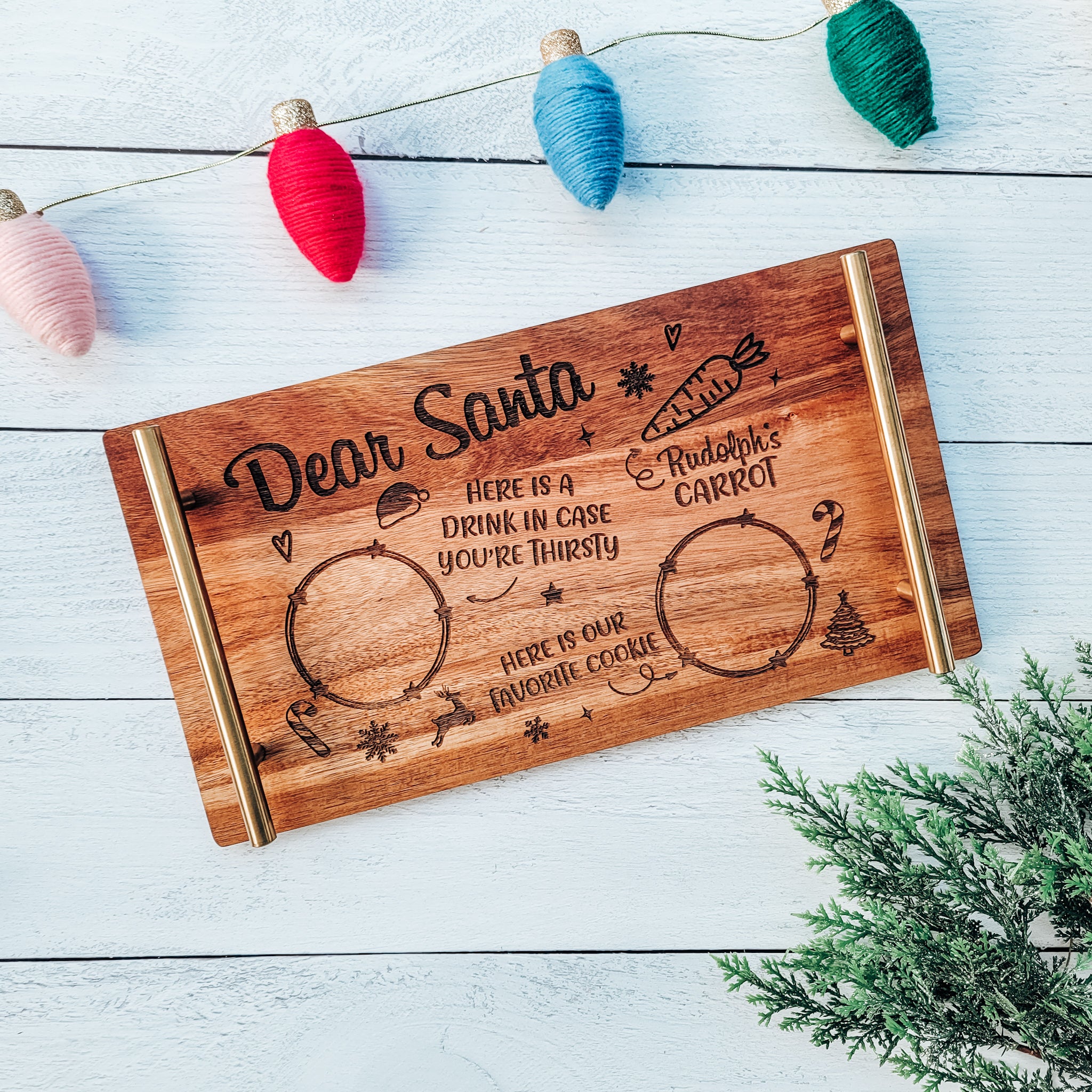 Dear Santa Snack Board - Acacia Wood Tray