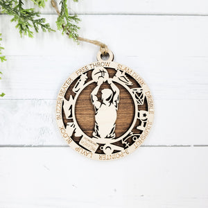Male Basketball Icons  Round Wooden Ornament