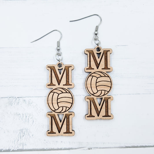 Volleyball Mom Wooden Dangle Earrings