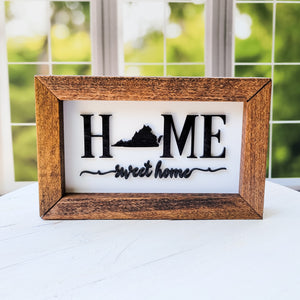 Home Sweet Home Virginia Rustic Wood Framed Sign - 5" x 8"