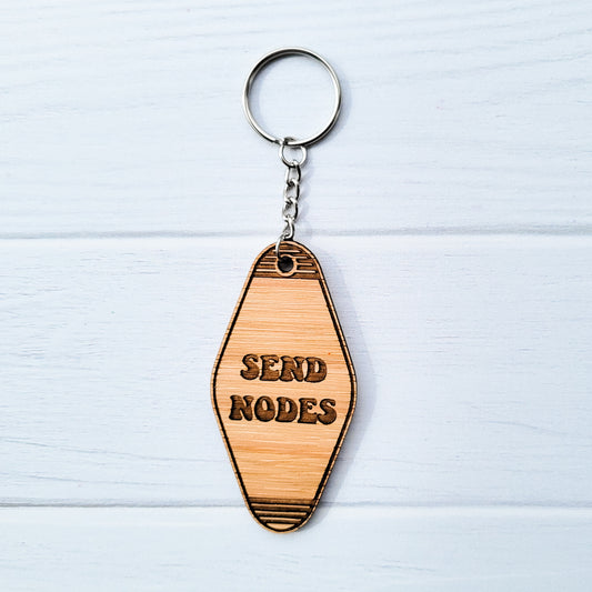 Send Nodes Wooden Hotel Keychain