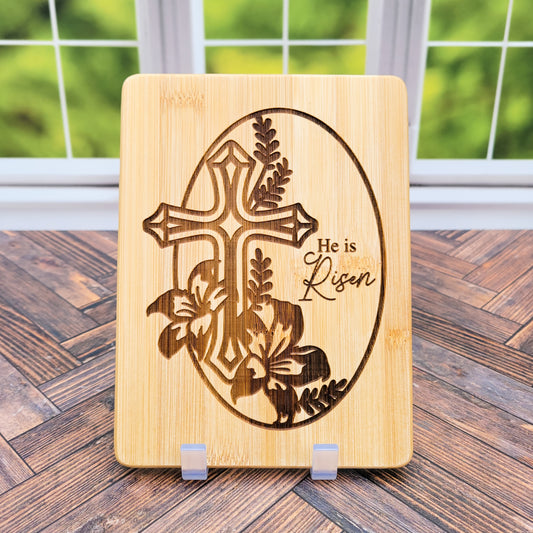 He Is Risen Engraved Cutting Board - 8"x6"