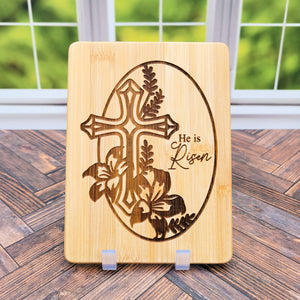 He Is Risen Engraved Cutting Board - 8"x6"