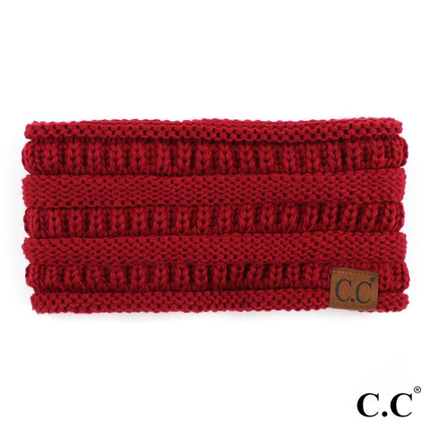 CC Knitted Ribbed Headband - Burgundy