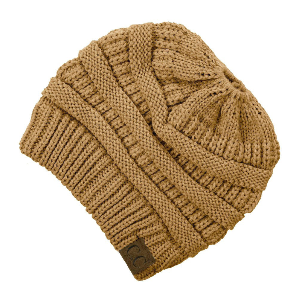 Messy Bun CC Beanie - Mustard