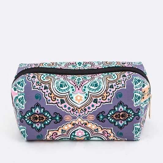 Purple Paisley Printed Cosmetic Bag