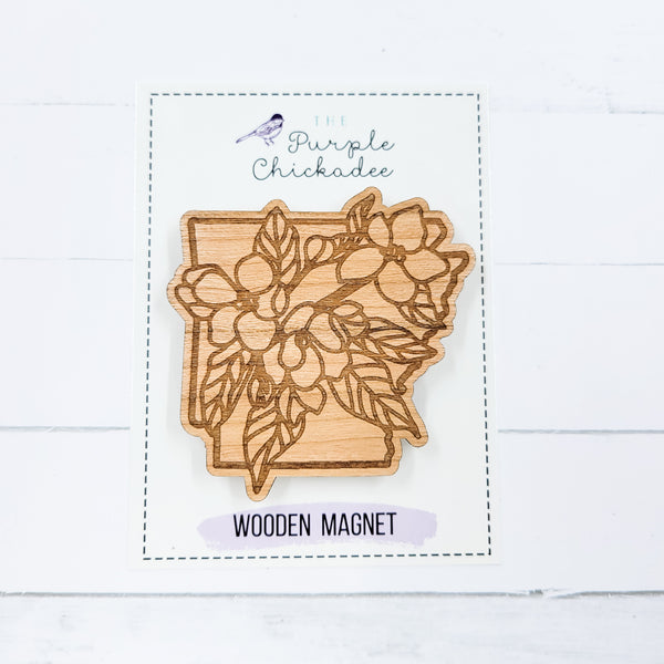 State Flower Shaped Wooden Magnets - Choose Your State