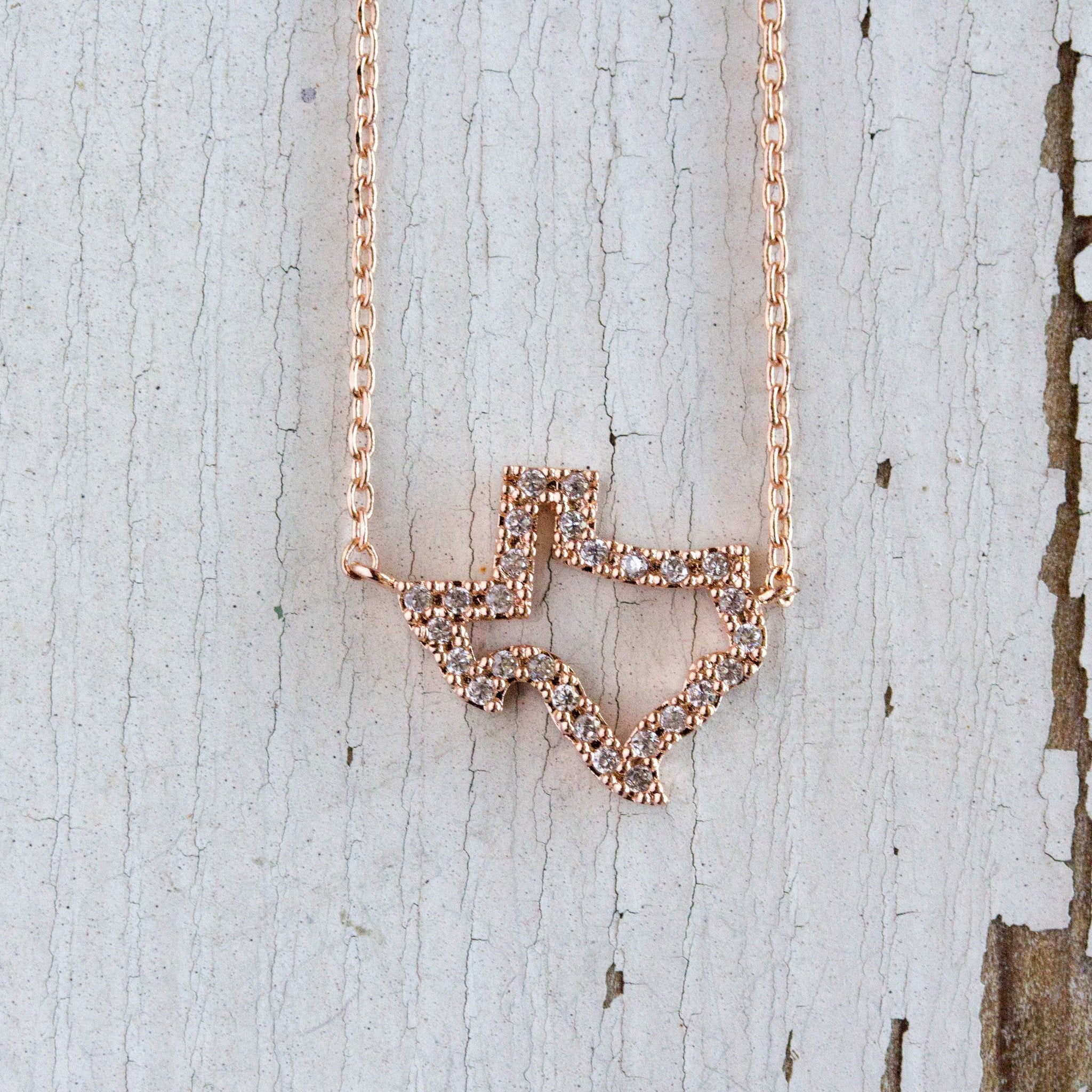 Rhinestone Texas Cut Out Necklace