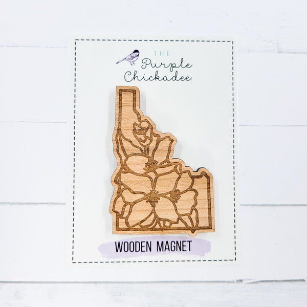 State Flower Shaped Wooden Magnets - Choose Your State