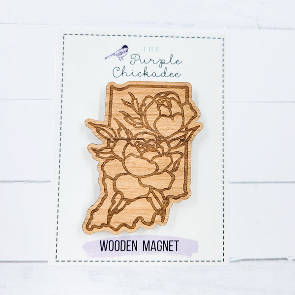 State Flower Shaped Wooden Magnets - Choose Your State