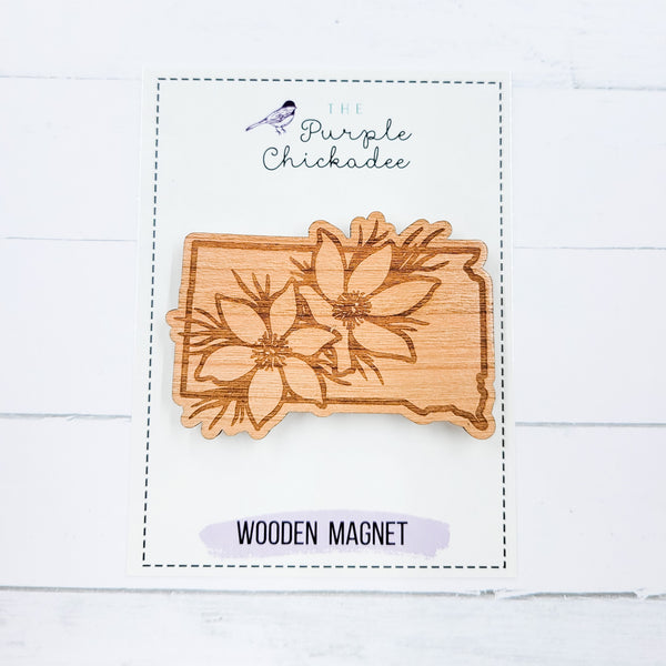 State Flower Shaped Wooden Magnets - Choose Your State