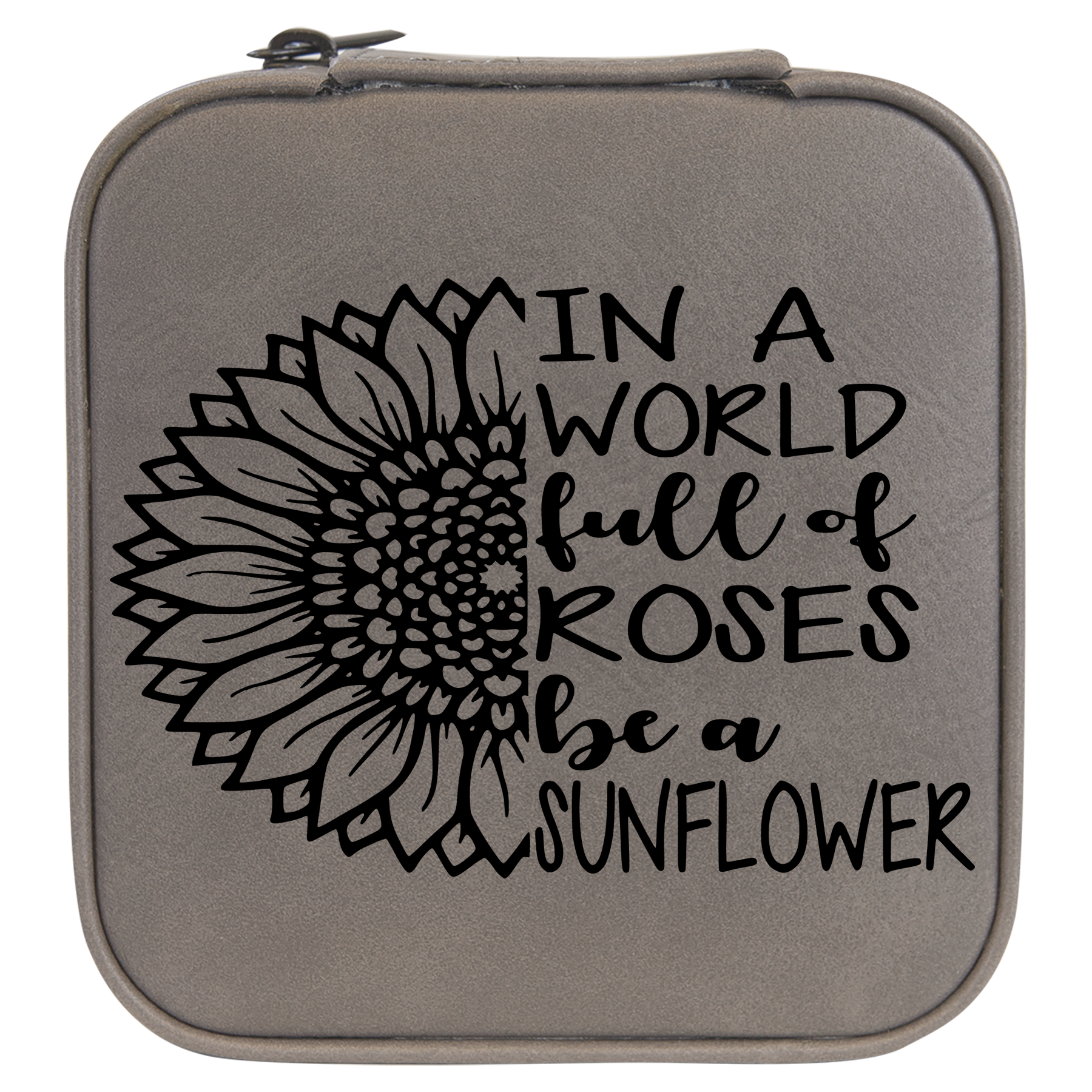 Be A Sunflower Travel Jewelry Box - Grey