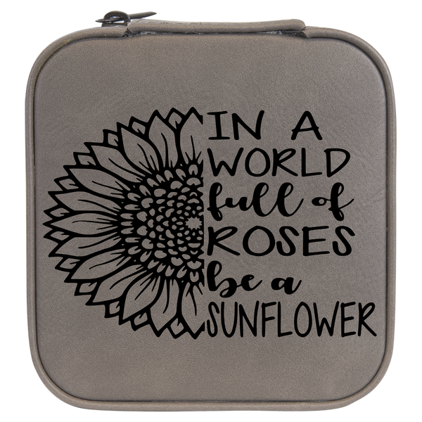Be A Sunflower Travel Jewelry Box - Grey