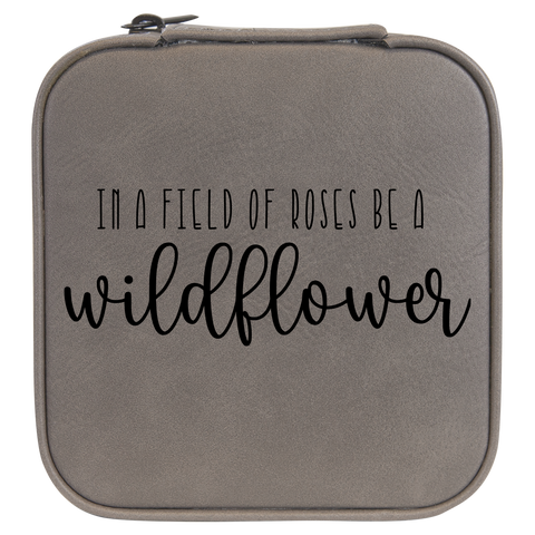Be A Wildflower Travel Jewelry Box - Grey