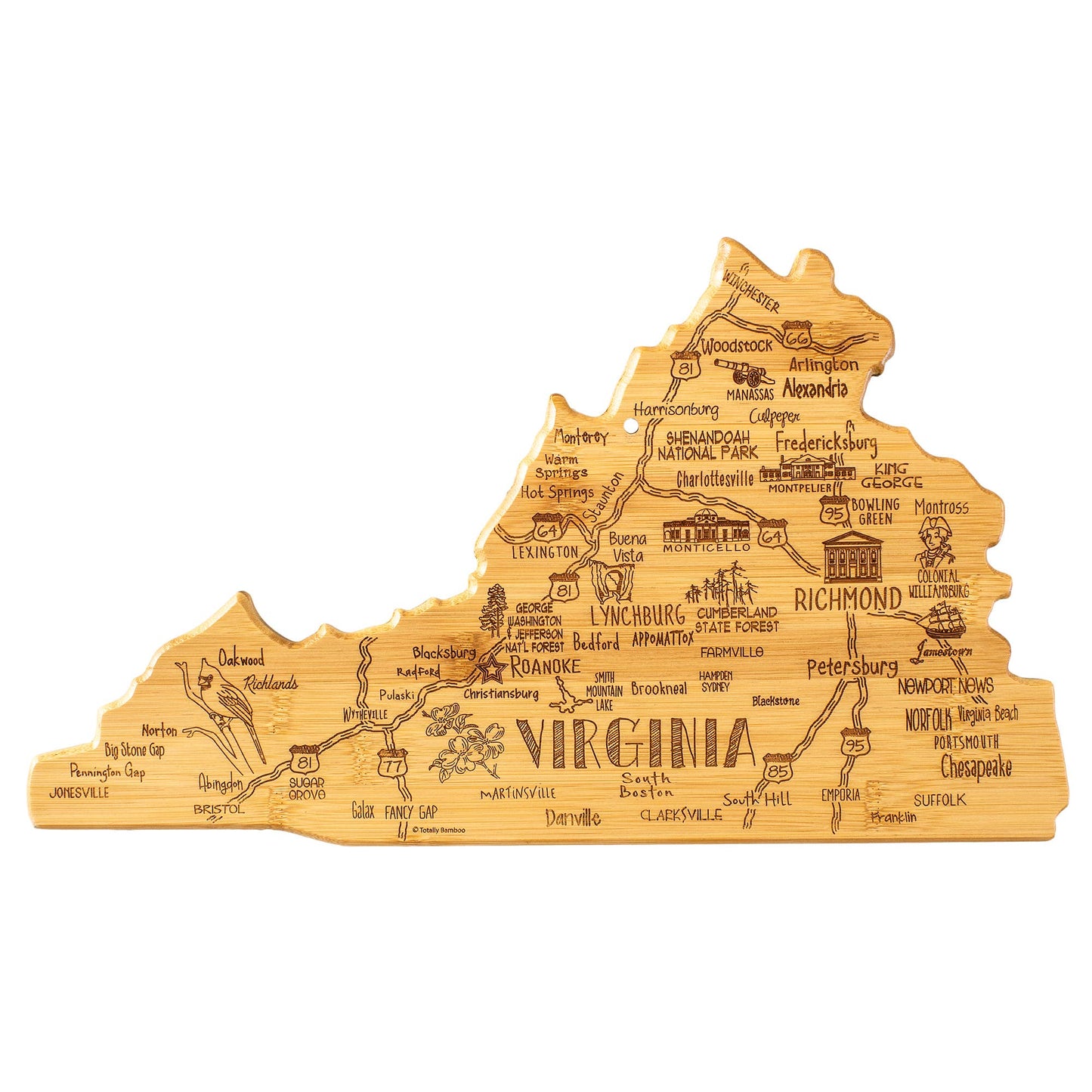 Virginia State-Shaped Serving & Cutting Board