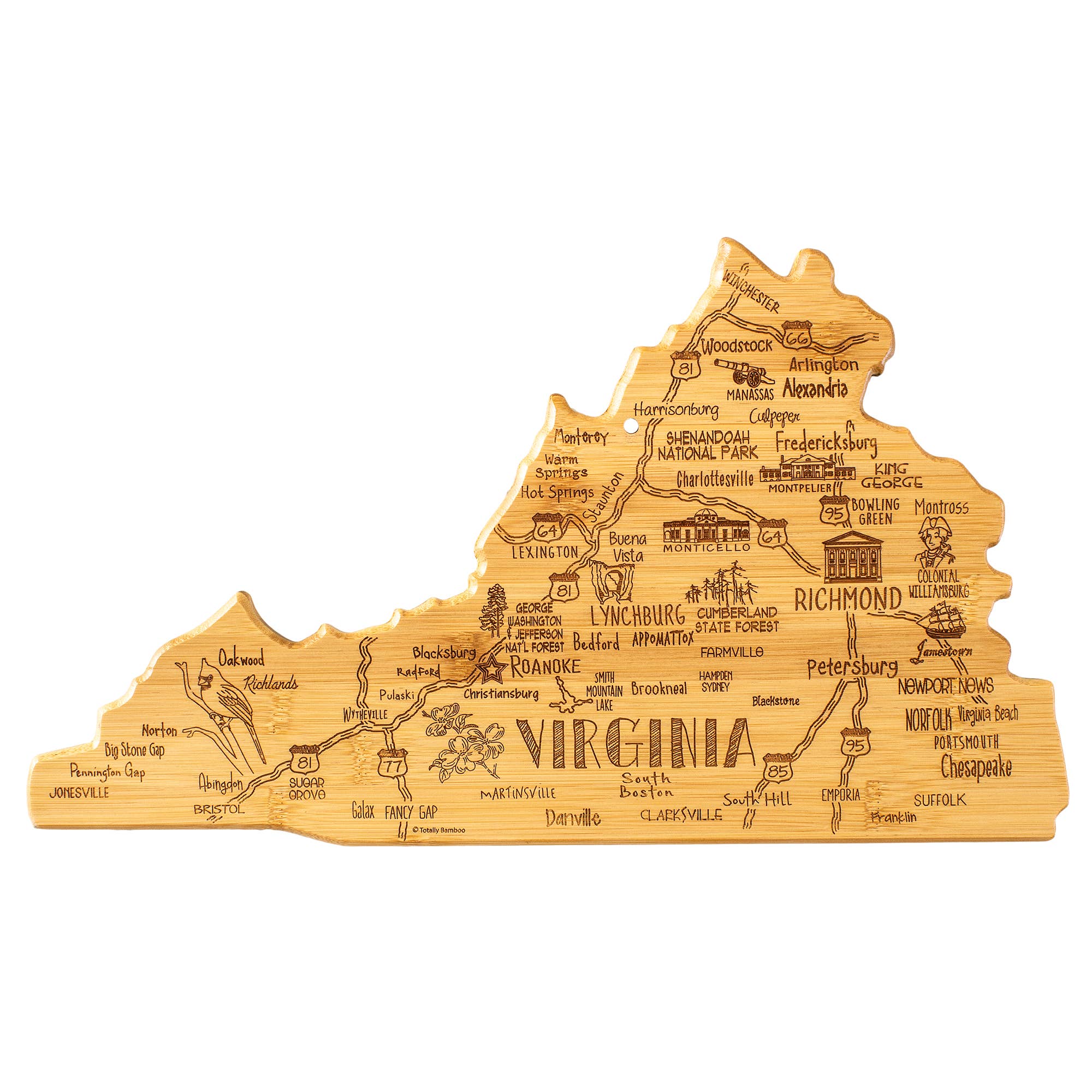 Virginia State-Shaped Serving & Cutting Board