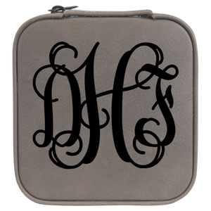 Monogramed Travel Jewelry Box - Grey