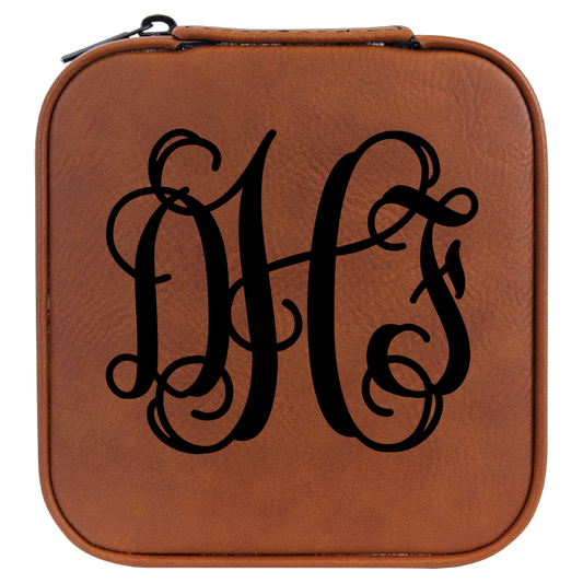 Monogramed Travel Jewelry Box - Brown