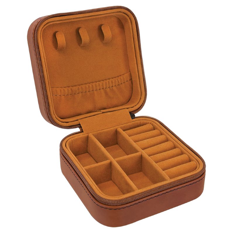 Monogramed Travel Jewelry Box - Brown