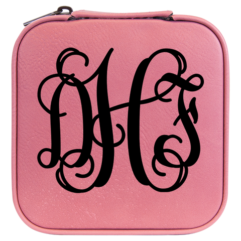 Monogramed Travel Jewelry Box - Pink